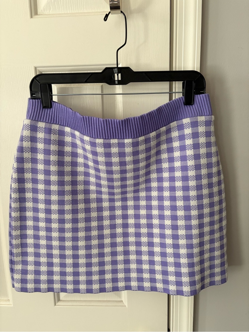 Primark Lavender and White Gingham Knit Mini Skirt